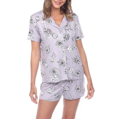 White Mark Womens Short Sleeve 2-pc. Pajama Sets