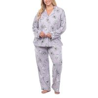 White Mark Womens Long Sleeve 2-pc. Plus Pajama Sets
