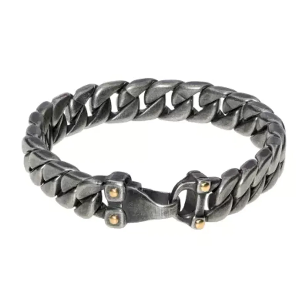 Mens Stainless Steel 8 1/2 Inch Solid Curb Chain Bracelet