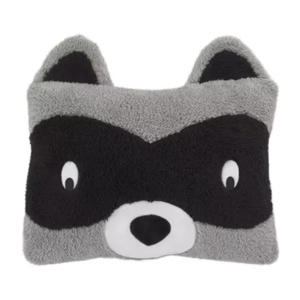 Nojo Sherpa Raccoon Rectangular Throw Pillow