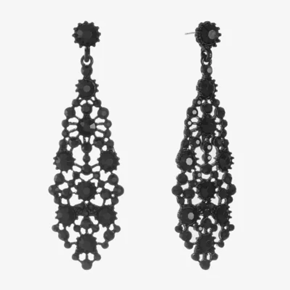 Mixit Black Chandelier Womens Black Hypoallergenic Drop Earrings