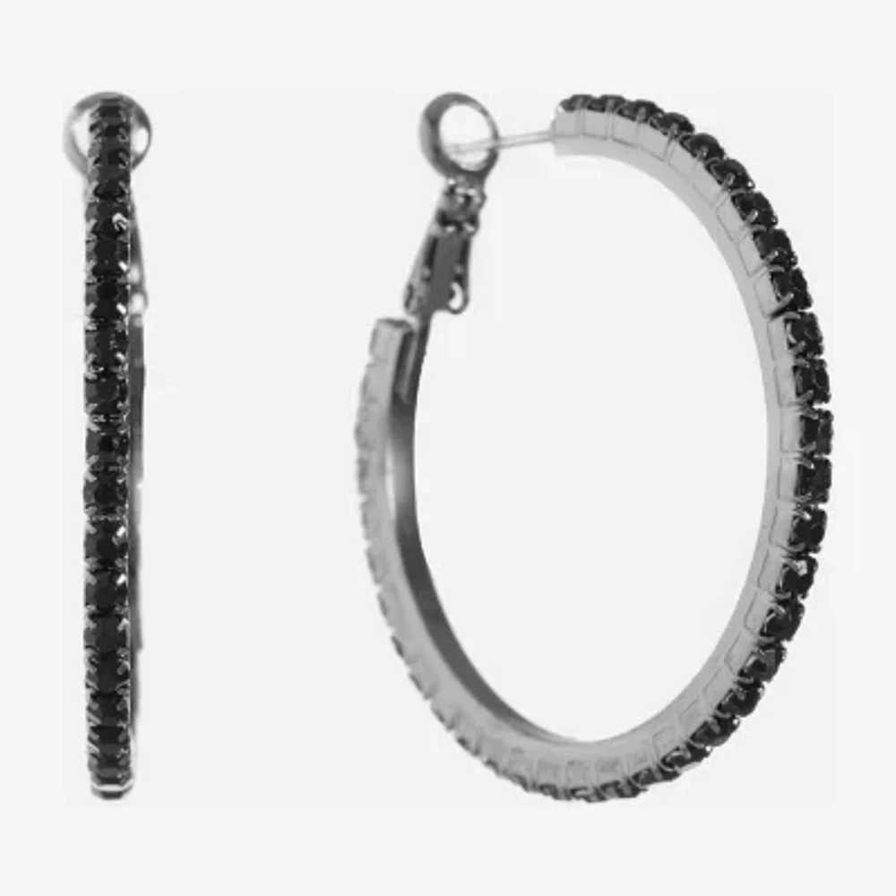 Mixit Womens Black 39.1mm Hypoallergenic Hoop Earrings