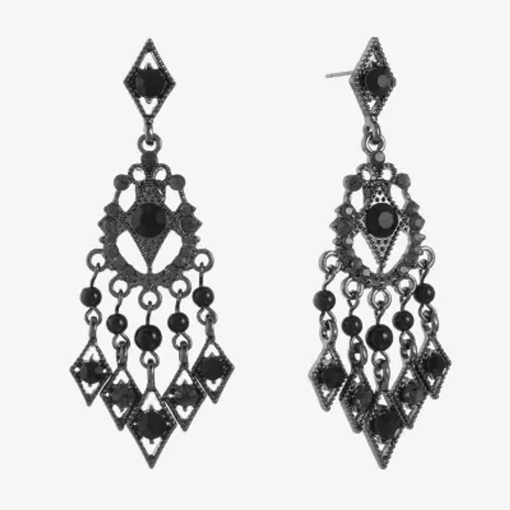 Mixit Black Womens Black Hypoallergenic Chandelier Earrings