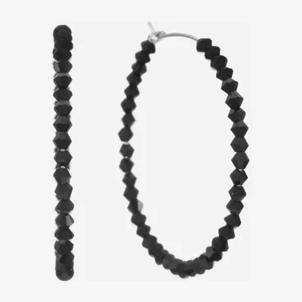 Mixit Womens Black 43mm Hypoallergenic Hoop Earrings