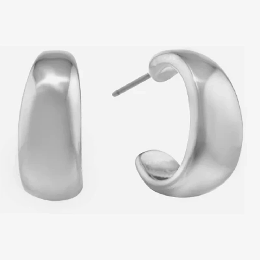 Liz Claiborne Silver Tone Small Womens 17mm Hypoallergenic Hoop Earrings