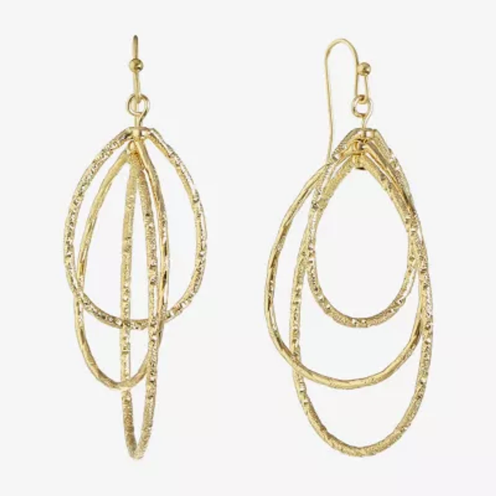 Monet Jewelry Gold Tone Textured Womens Drop Earrings