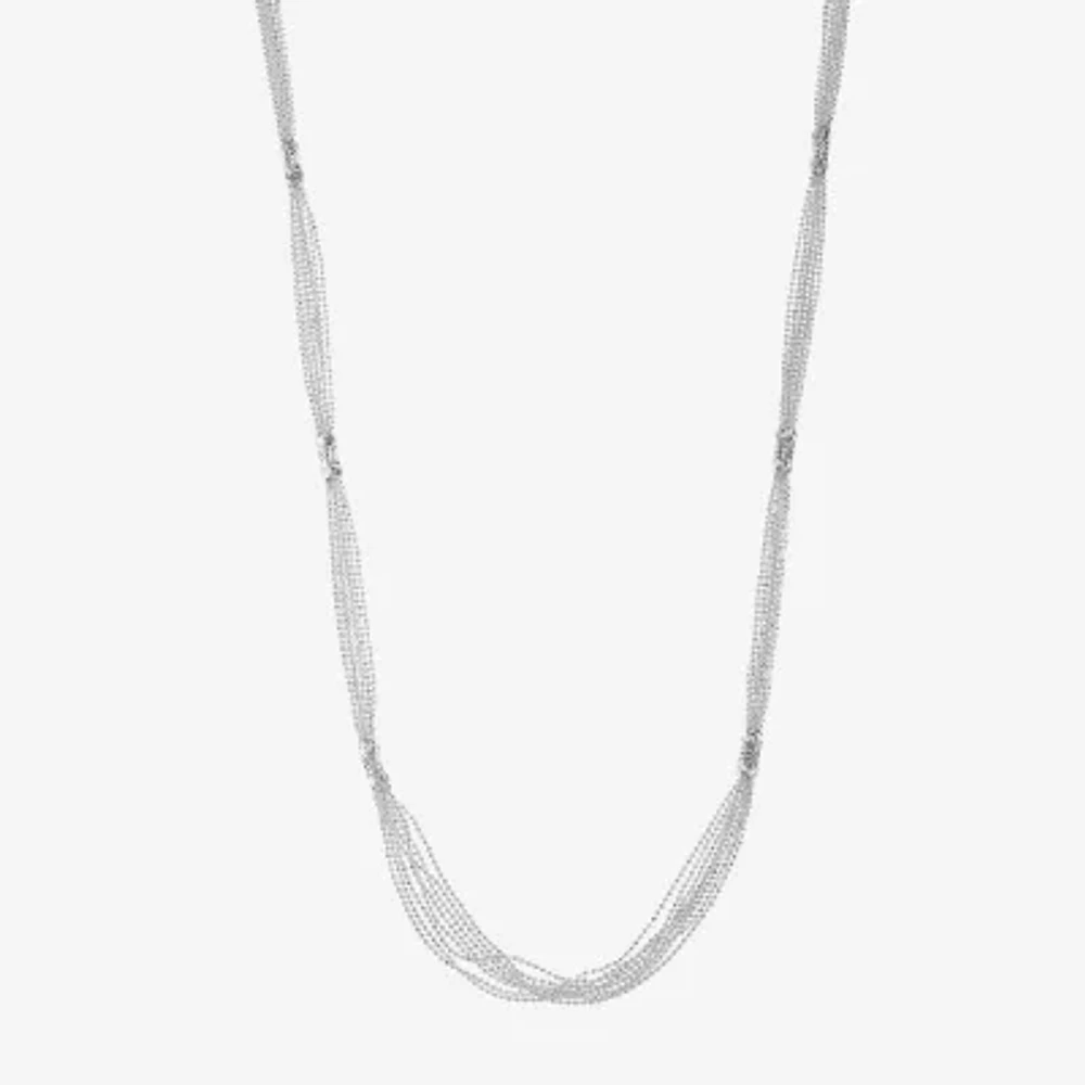 Monet® Silver-Tone Diamond-Cut Multi-Strand Station Necklace