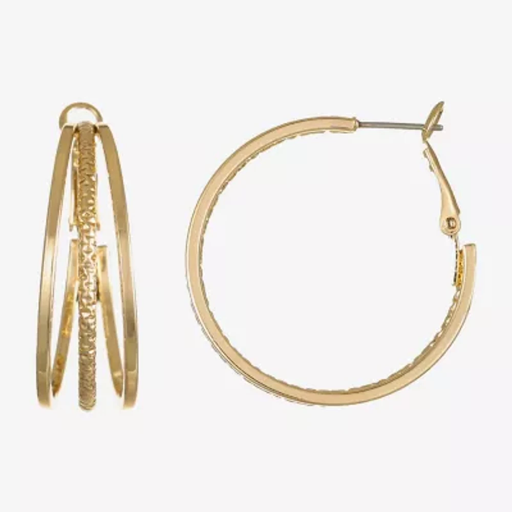 Liz Claiborne Medium Womens 38.2mm Hypoallergenic Hoop Earrings