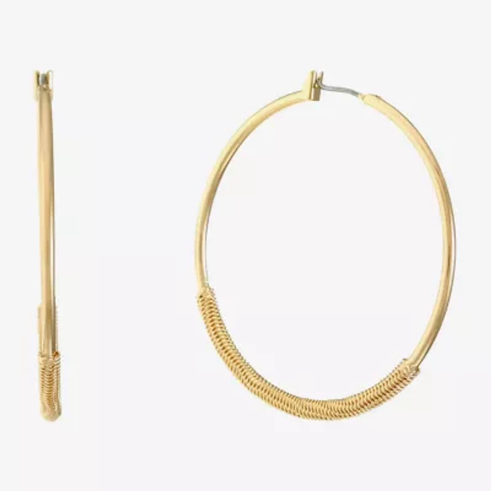 Monet Jewelry Gold Tone Womens 47mm Hypoallergenic Hoop Earrings
