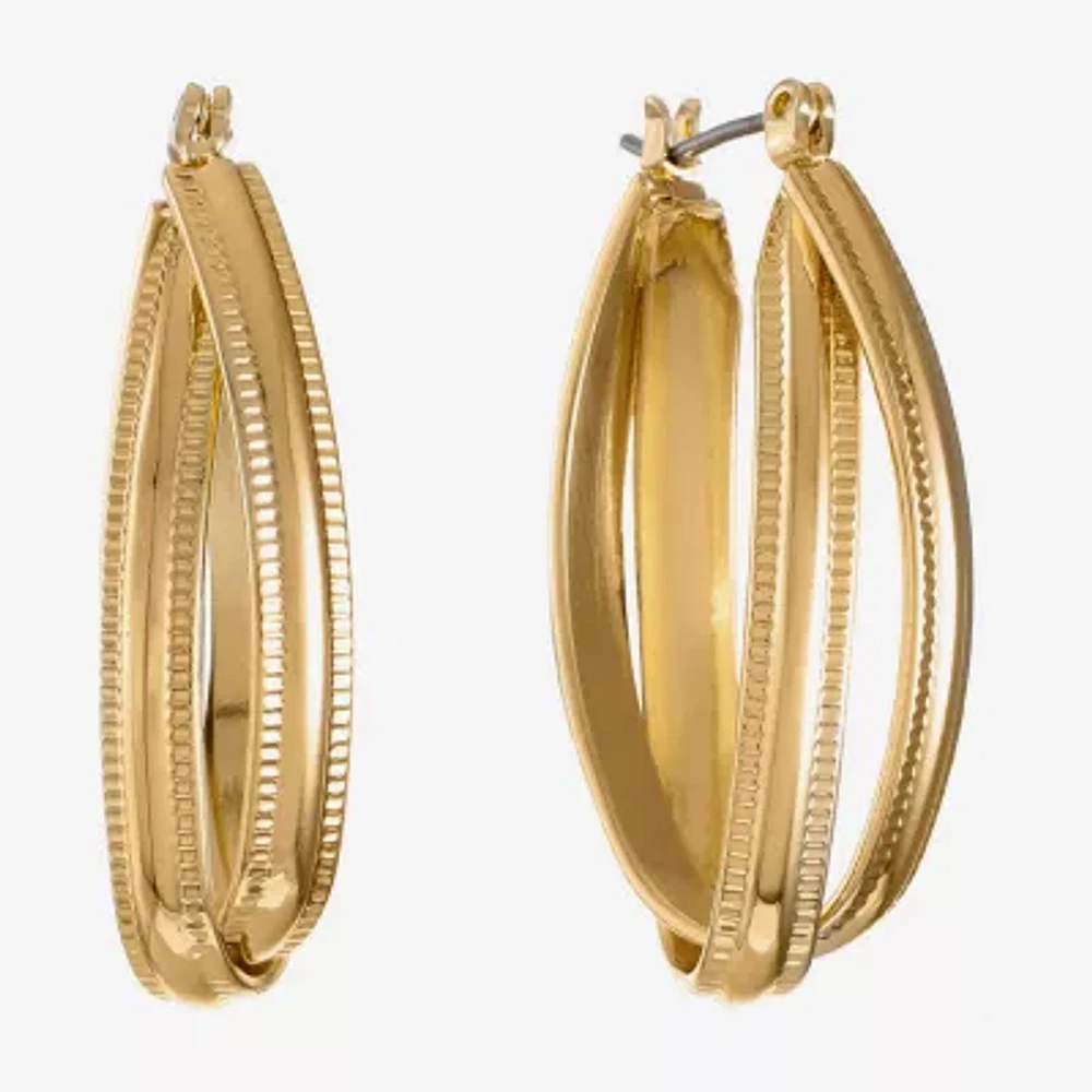 Liz Claiborne Textured Twisted Womens 38.1mm Hypoallergenic Hoop Earrings