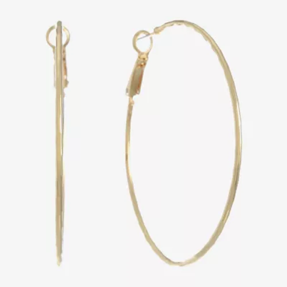 Monet Jewelry Gold Tone Thin Womens 52mm Hypoallergenic Hoop Earrings
