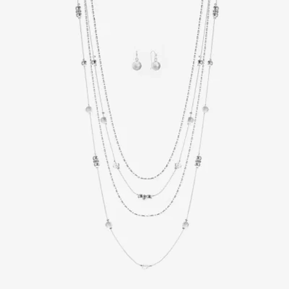 Liz Claiborne Multi-Strand Necklace And Drop Earring Womens 2-pc. Jewelry Set