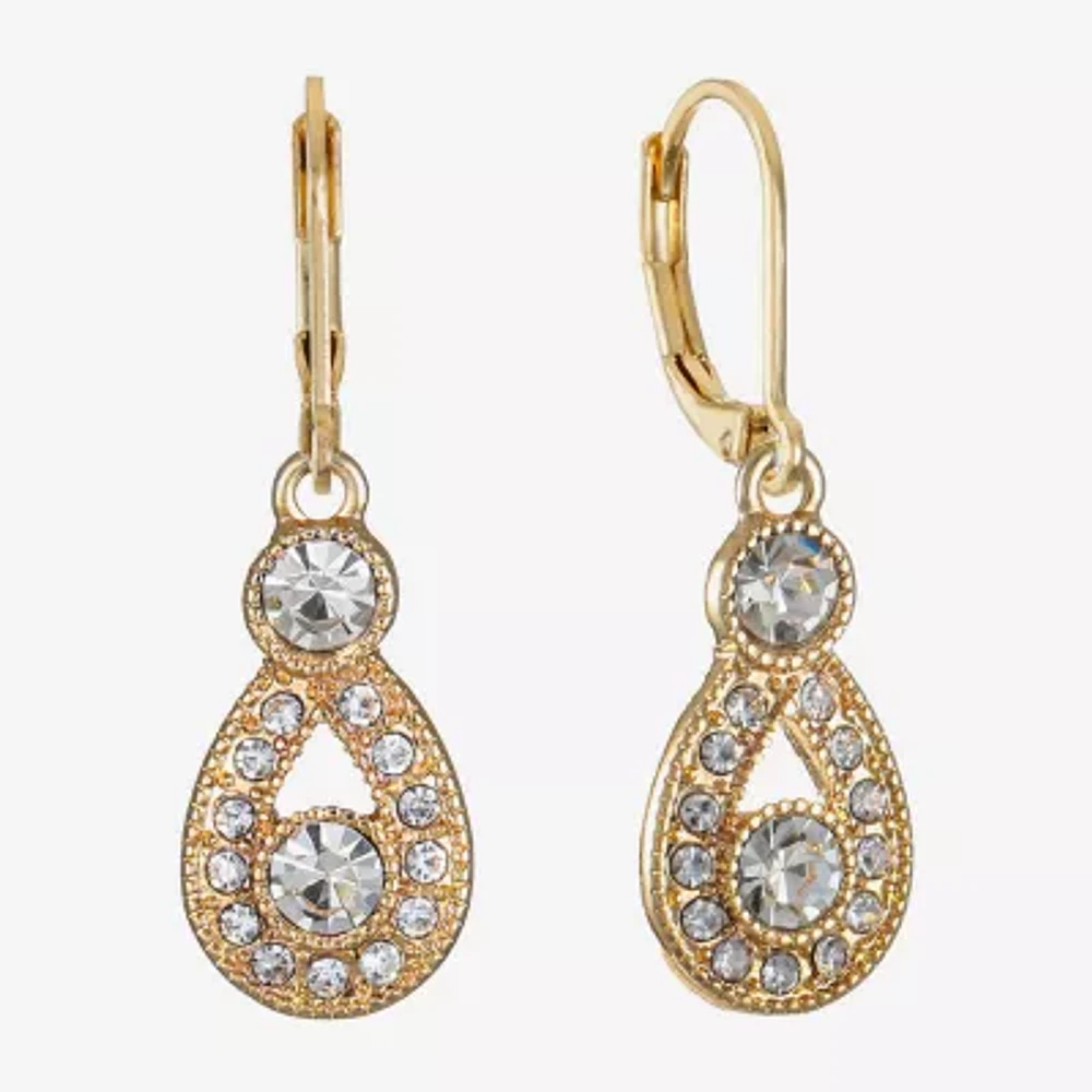 Monet Jewelry Gold Tone Womens White Pear Drop Earrings