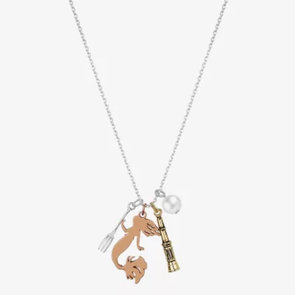 Disney Classics Charm Womens White Glass Simulated Pearl 14K Gold Over Brass 14k Rose Gold Over Brass 16 Inch Pendant Necklace