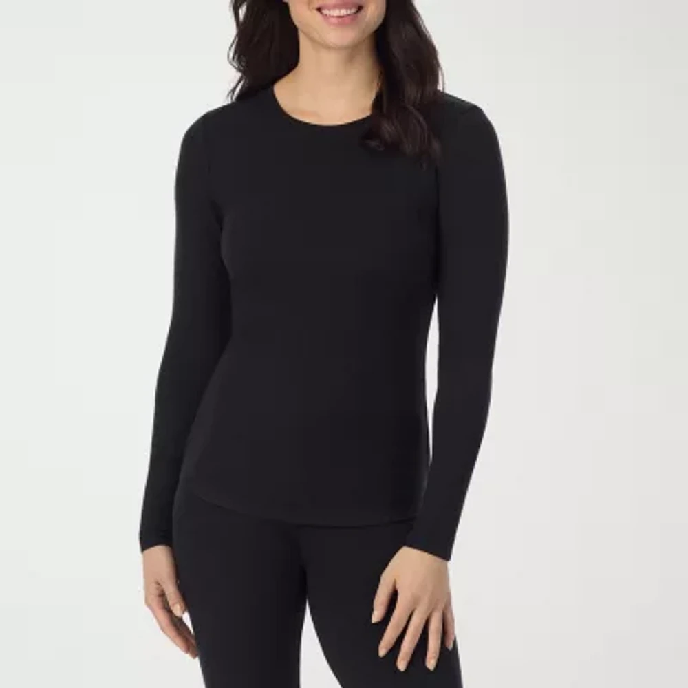 Cuddl Duds Womens Stretch Rib Crew Neck Long Sleeve Thermal Shirt