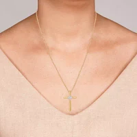 Yes, Please! Womens Diamond Accent Natural Sterling Silver Cross 18 Inch Pendant Necklace