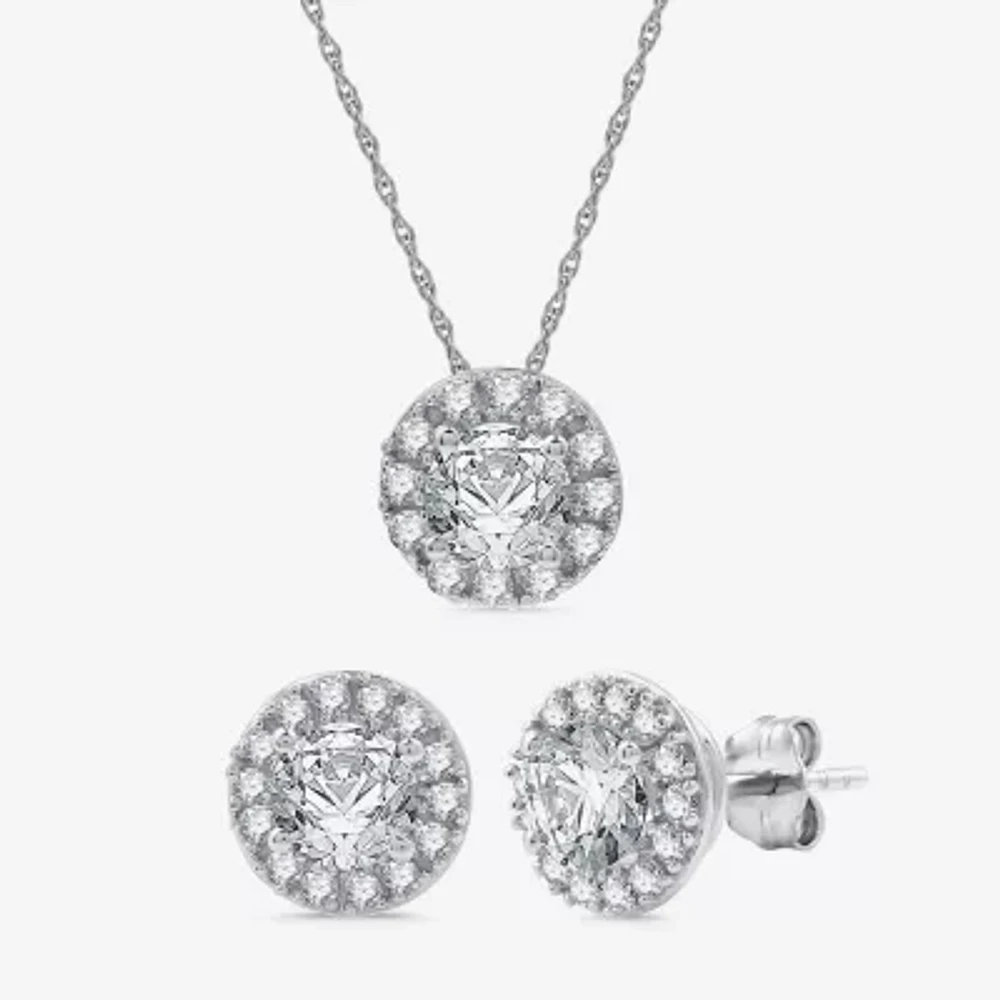 Yes, Please! Womens Lab Created White Sapphire 2-pc. Pendant Necklace Set