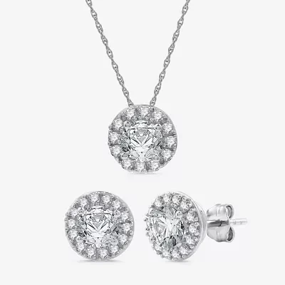 Yes, Please! Womens Lab Created White Sapphire 2-pc. Pendant Necklace Set