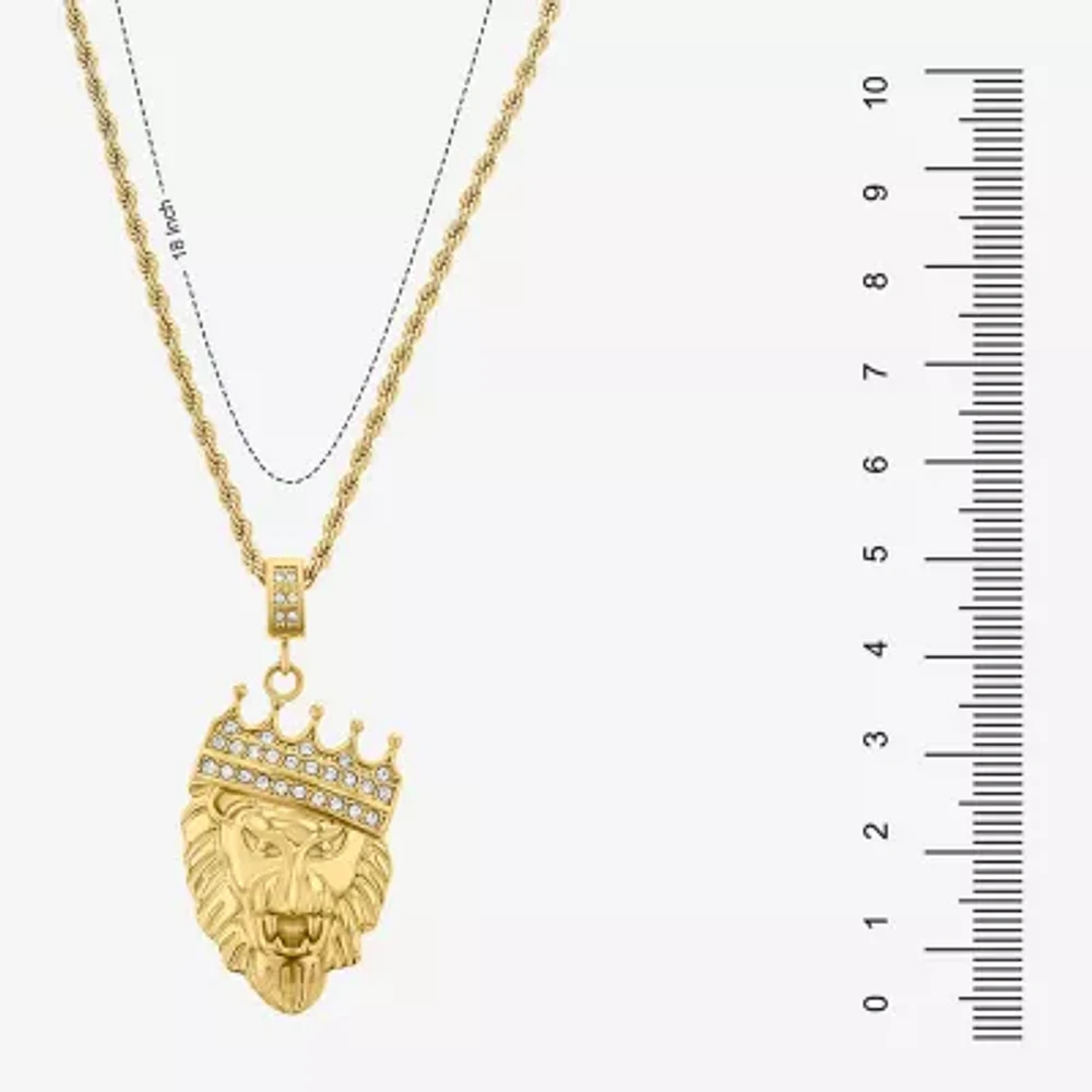 Mens Zirconia Stainless Steel 26 Inch Pendant Necklace