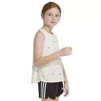 adidas Big Kid Girls Crew Neck Embroidered Sleeveless Active Tank Top