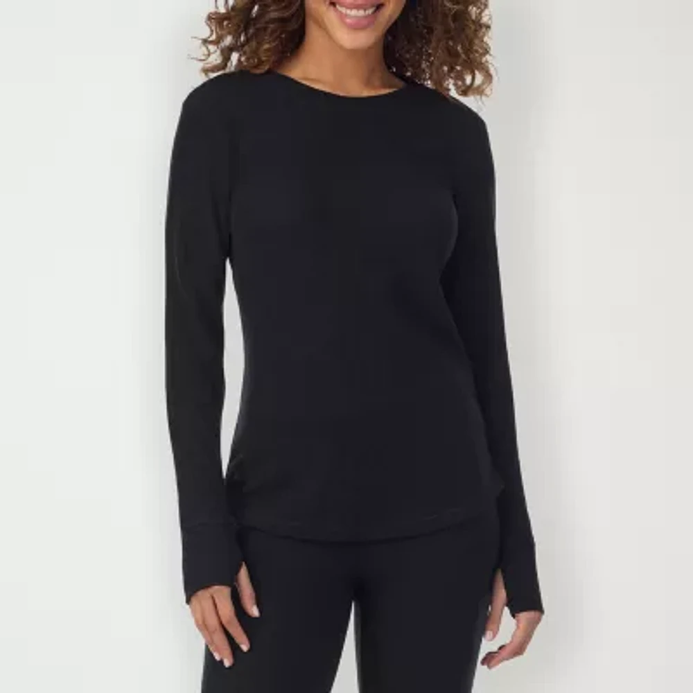 Cuddl Duds Womens Cozy Stretch Crew Neck Long Sleeve Thermal Shirt