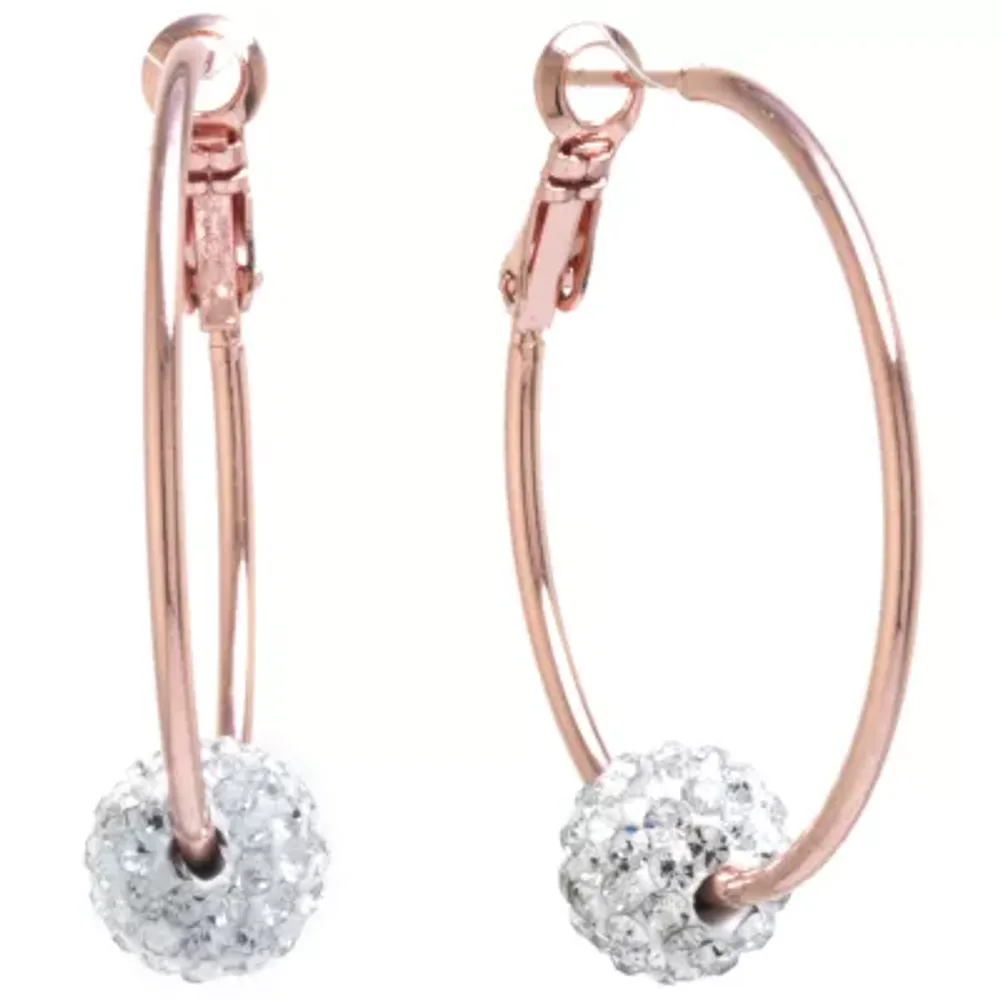 Sparkle Allure Womens 24K Rose Gold Over Brass 38mm Hoop Earrings