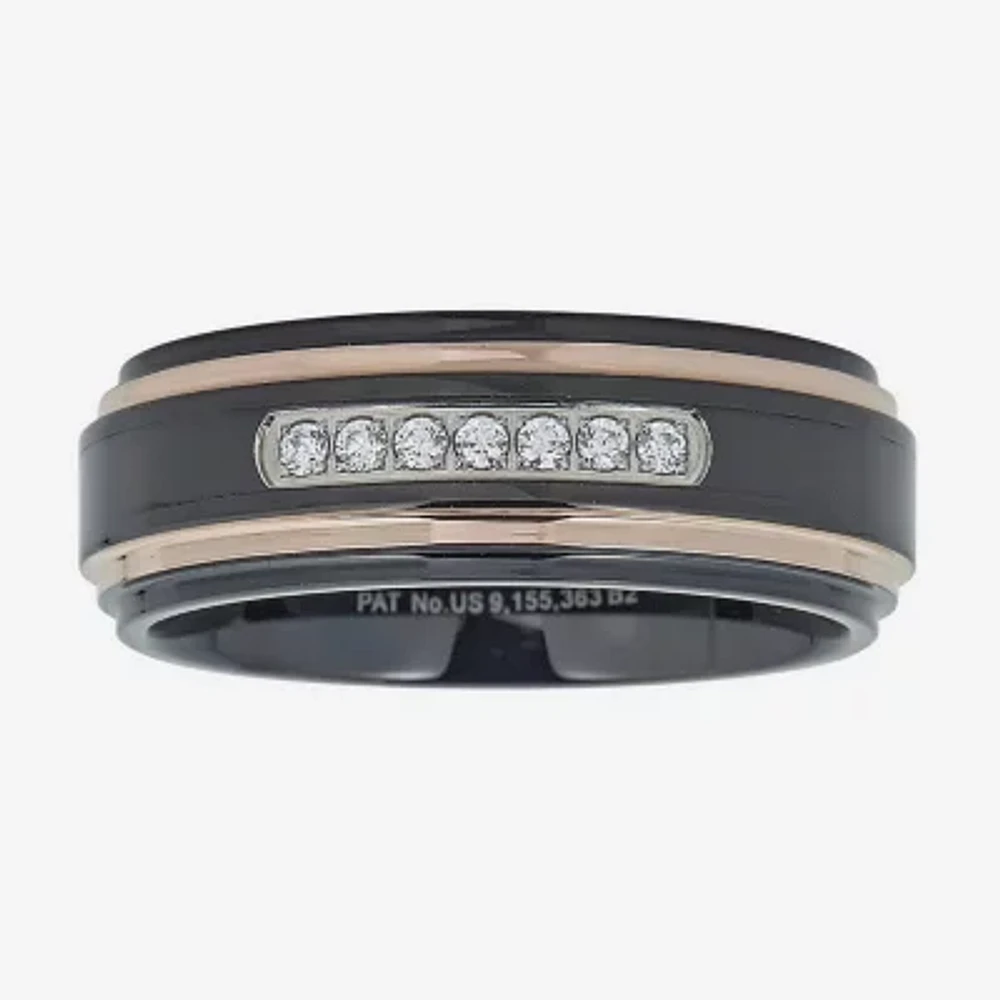 Mens 8MM 1/ CT. T.W. Natural White Diamond Tungsten Wedding Band