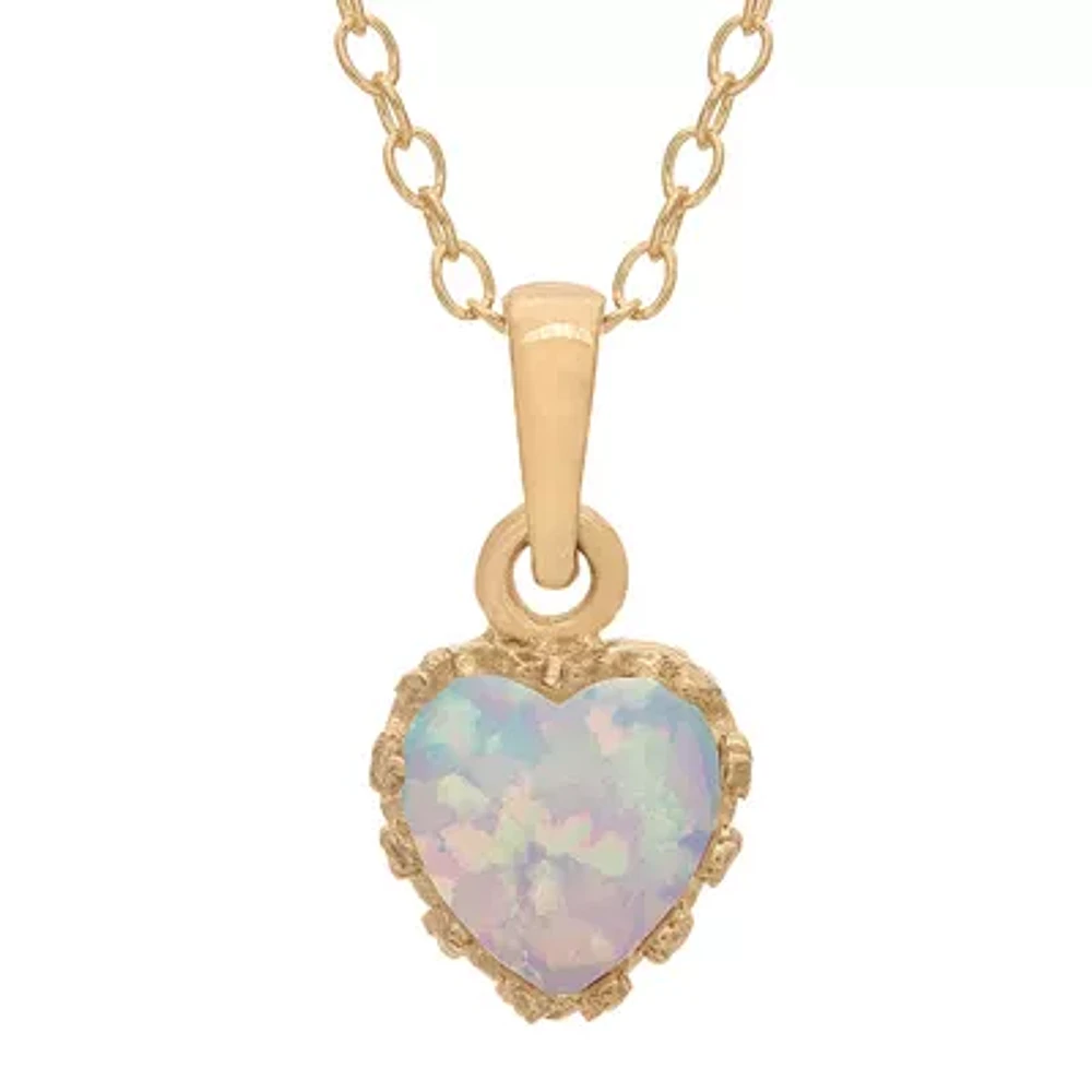 Simulated Opal 14K Gold Over Silver Pendant Necklace