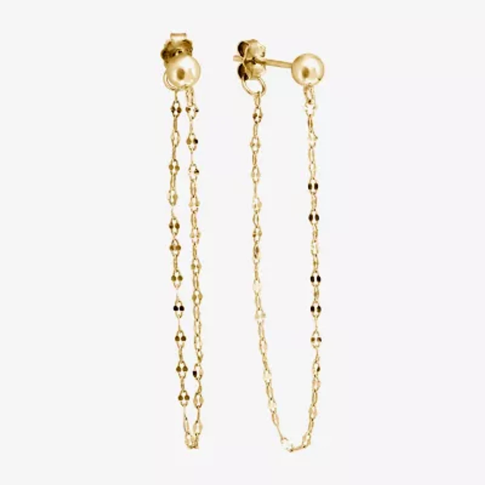 Silver Treasures Front And Back Chain Womens 14K Gold Over Silver Drop Earrings