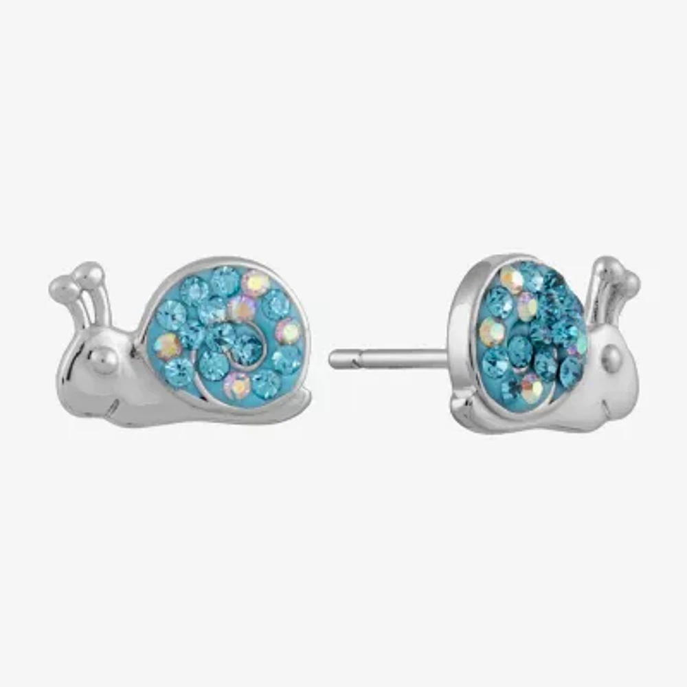 Silver Treasures Snail Multi Color Crystal Sterling Silver 7.3mm Stud Earrings
