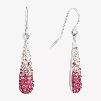 Silver Treasures Ombre Womens Multi Color Crystal Sterling Drop Earrings