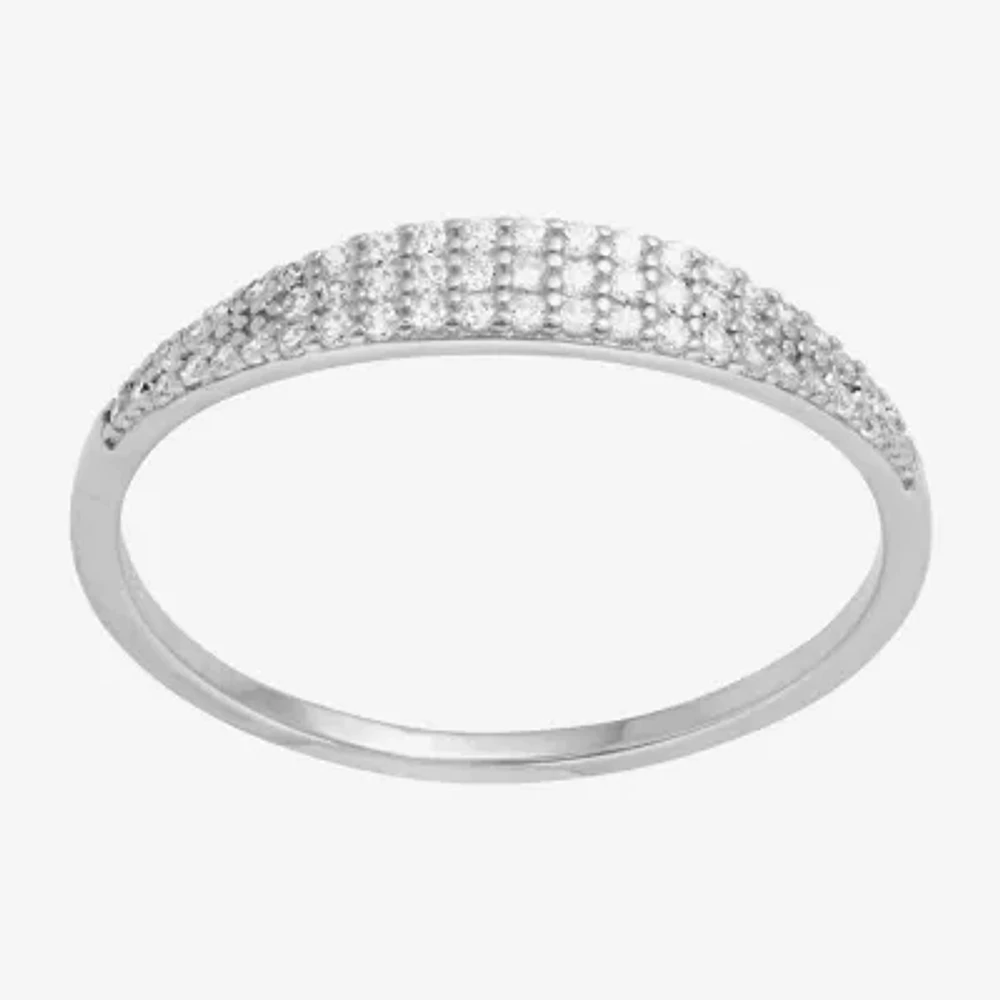 Silver Treasures Size 7 Womens Cubic Zirconia Sterling Silver Delicate Band