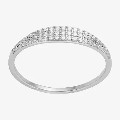 Silver Treasures Size 7 Womens Cubic Zirconia Sterling Silver Delicate Band