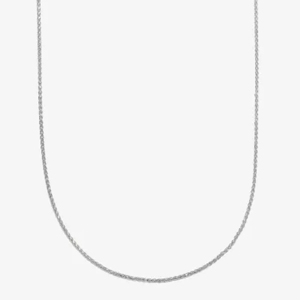 Womens 14K White Gold 18 Inch Wheat Chain Necklace