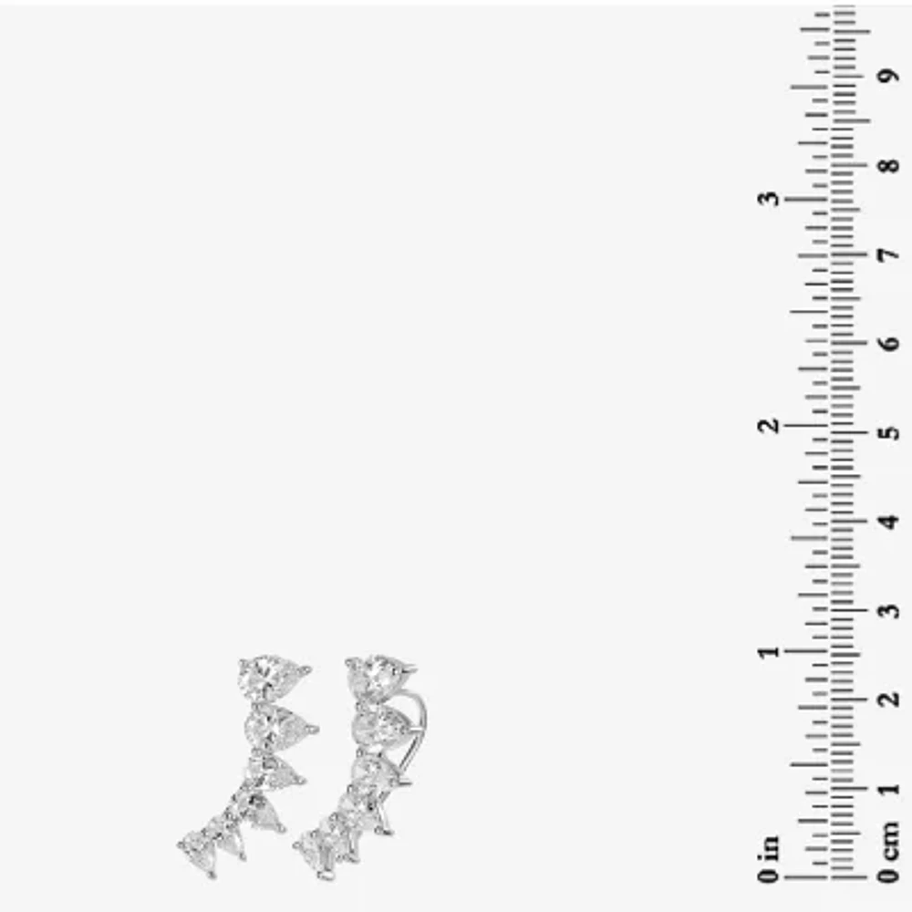 Diamonart Womens 5 CT. T.W. Cubic Zirconia Sterling Silver Pear Ear Climbers