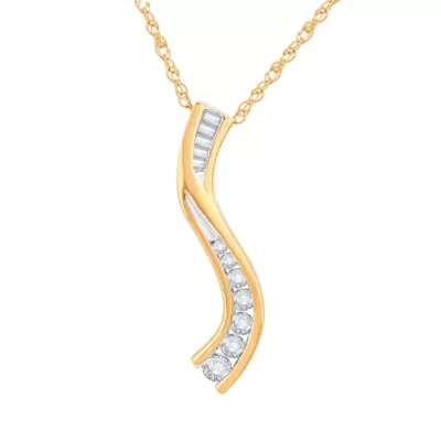 1/4 CT.T.W. 14K/Silver Diamond Journey Pendant Necklace