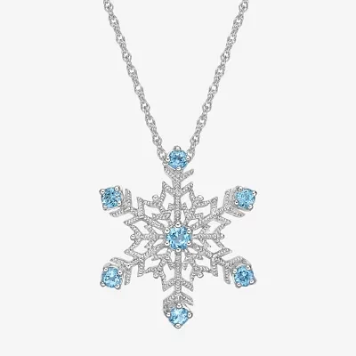 Womens Genuine Blue Topaz Sterling Silver 18 Inch Pendant Necklace