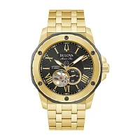 Bulova Marine Star Mens Automatic Gold Tone Stainless Steel Bracelet Watch 98a273