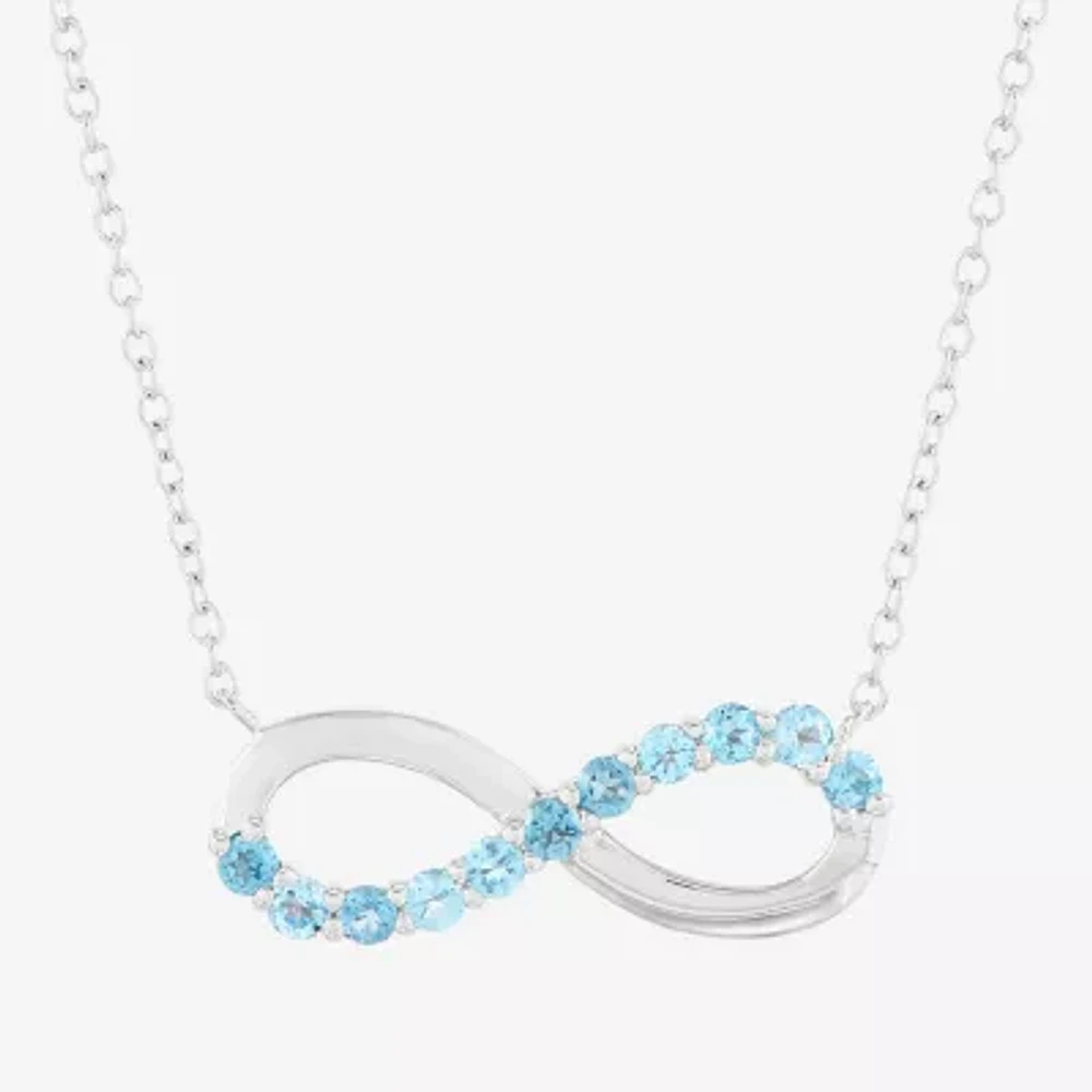 Womens Genuine Blue Topaz Sterling Silver Infinity 17 1/2 Inch Pendant Necklace