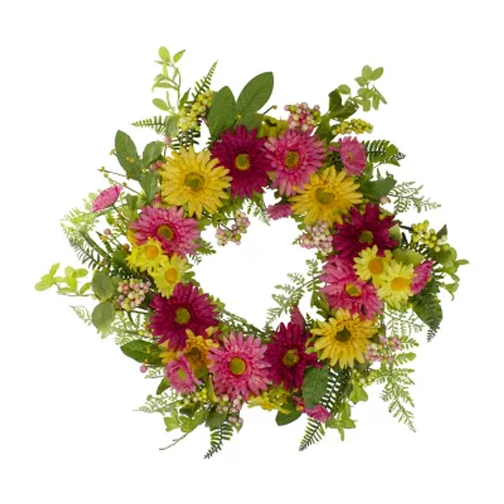 Northlight 23in Chrysanthemum And Daisy Floral Wreath