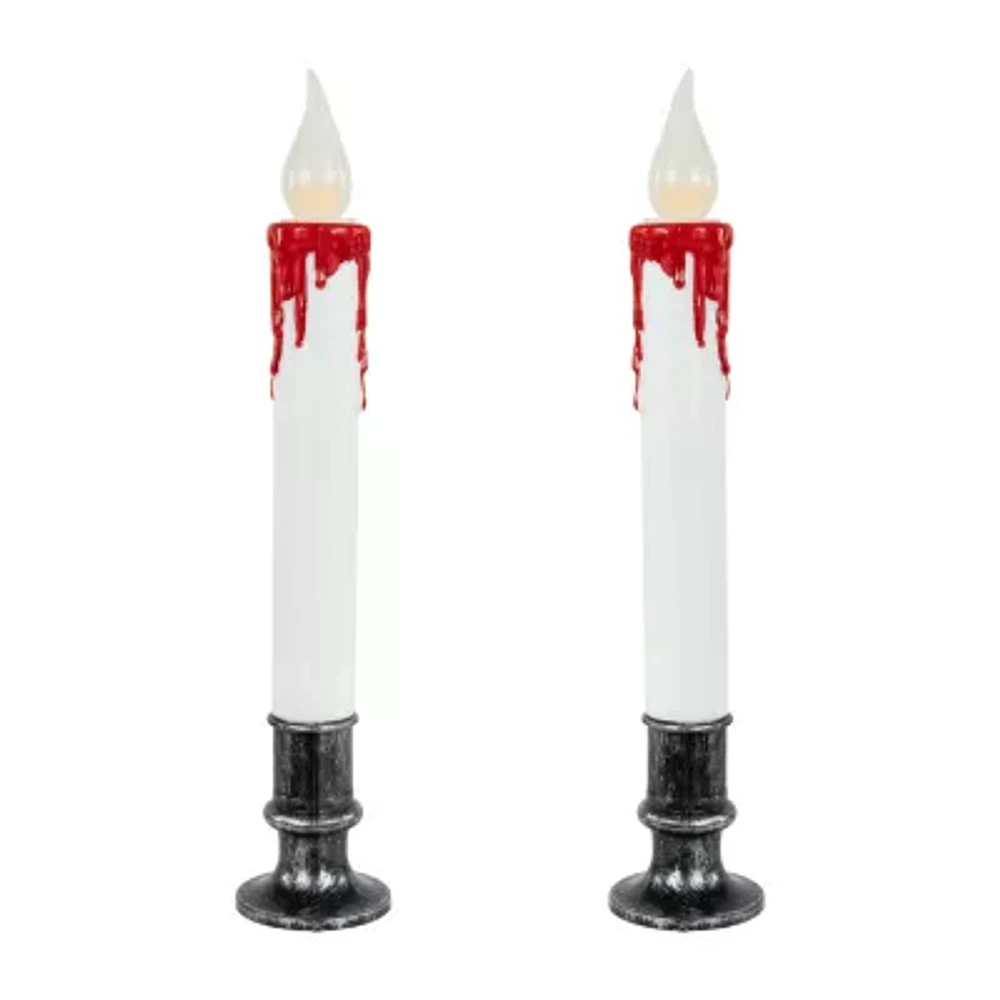 Northlight 2-pc. 9in Led White And Red Candles Lighted Halloween Tabletop Decor