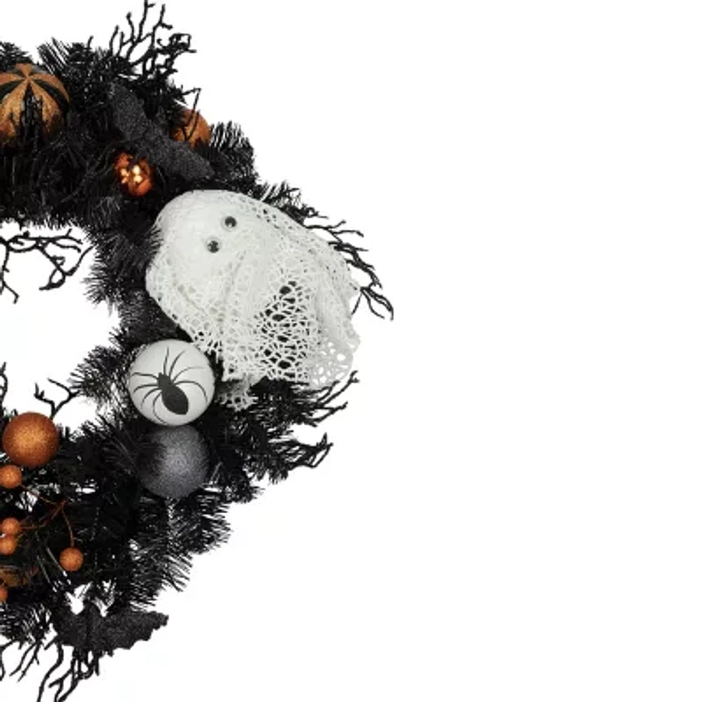 Northlight 24in Orange Ornaments And Ghost Wreath