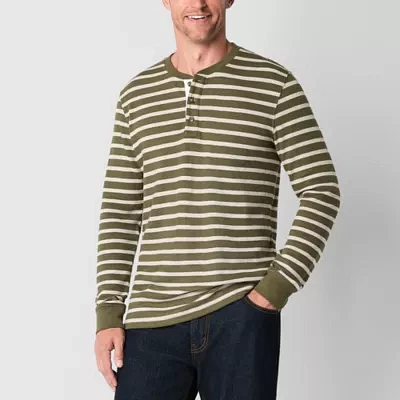 St. John's Bay Dexterity Mens Easy-on + Easy-off Sensory Friendly Henley Neck Long Sleeve Classic Fit Thermal Top