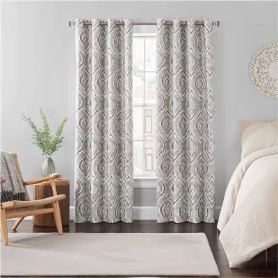 Eclipse Ambiance Ikat Draft Stopper Grommet Top Energy Saving 100% Blackout Single Curtain Panel