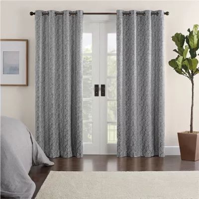 Eclipse Ambiance Geo Draft Stopper Grommet Top Energy Saving 100% Blackout Single Curtain Panel