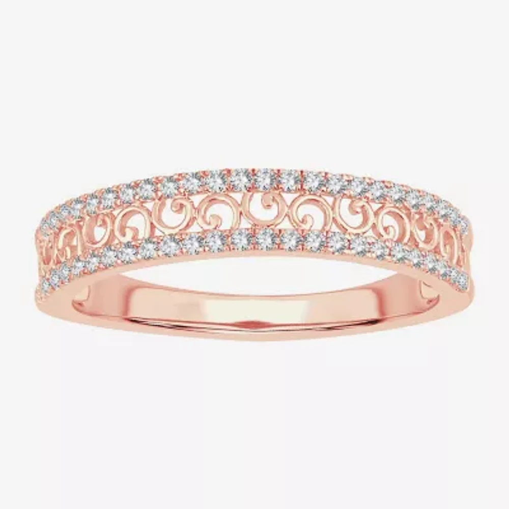 Womens 1/5 CT. Natural White Diamond 10K Rose Gold Anniversary Wedding Band