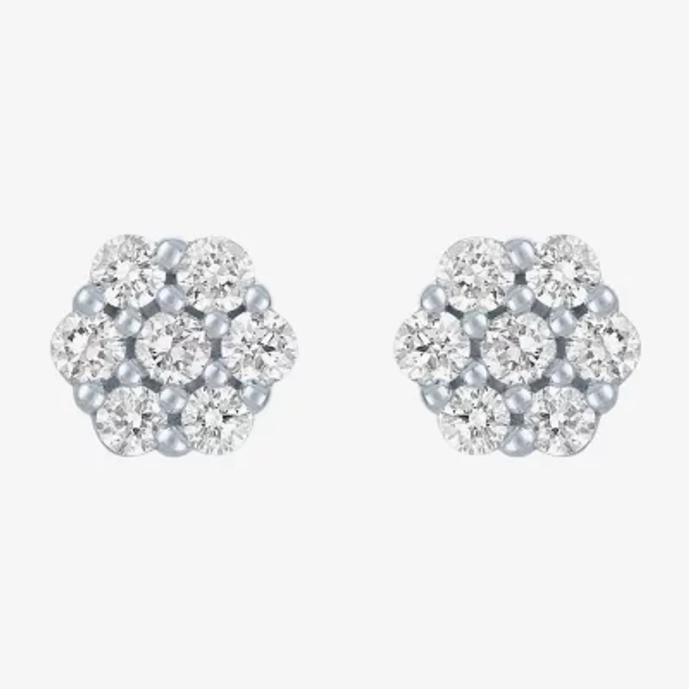 Diamond Blossom (G-H / I1-I2) 1/2 CT. T.W. Lab Grown White Diamond 10K White Gold Stud Earrings