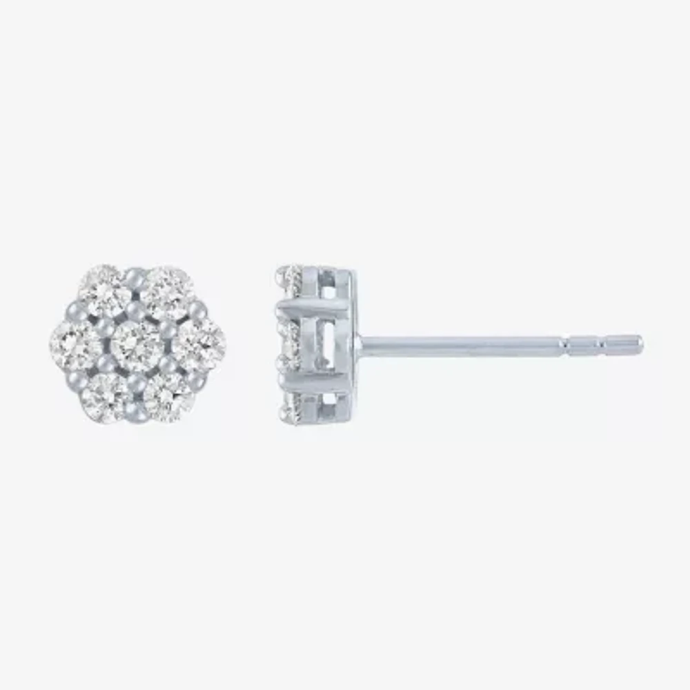 Diamond Blossom (G-H / I1-I2) 1/2 CT. T.W. Lab Grown White Diamond 10K White Gold Stud Earrings