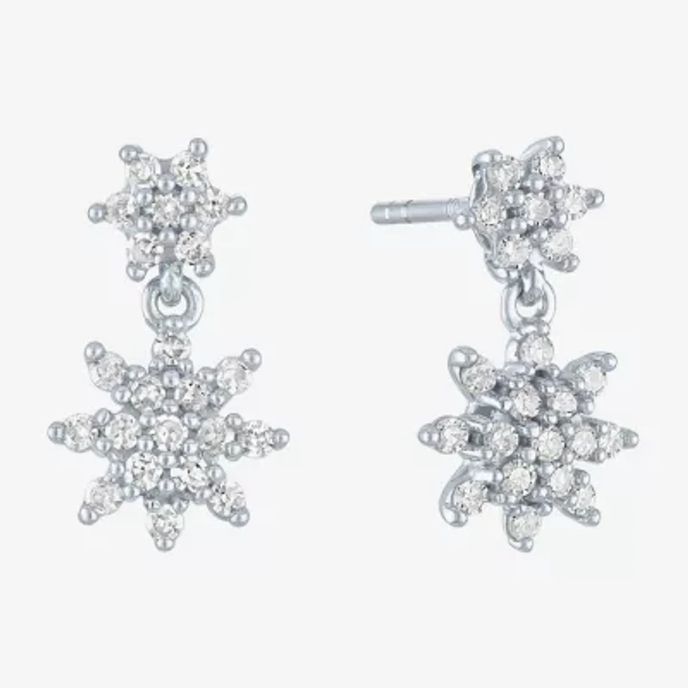 Diamond Blossom (G-H / Si2-I1) Womens 1/3 CT. T.W. Lab Grown White Diamond 10K White Gold Drop Earrings