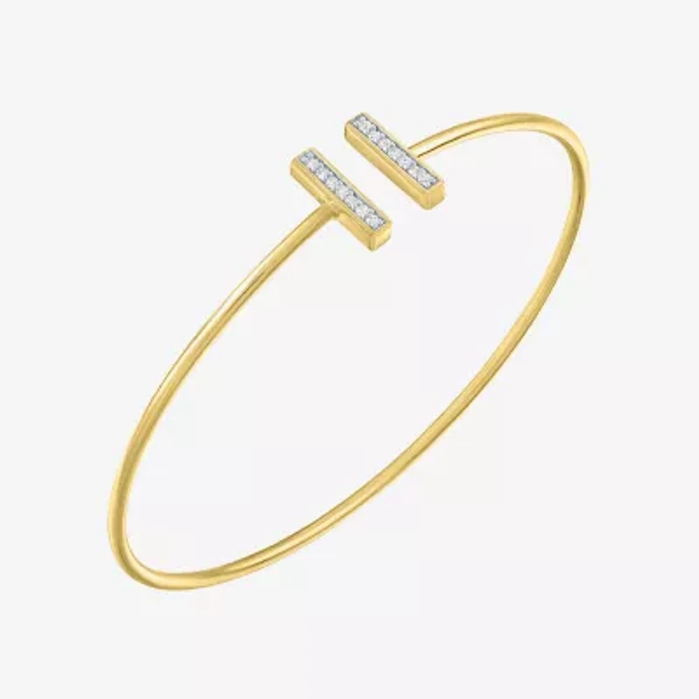 Diamond Addiction Double Bar (G-H / Si2-I1) Womens 1/10 CT. T.W. White Diamond 14K Gold Over Silver Cuff Bracelet